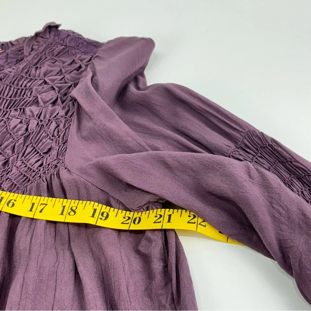 Free People smoked long sleeve mock top purple grape size L